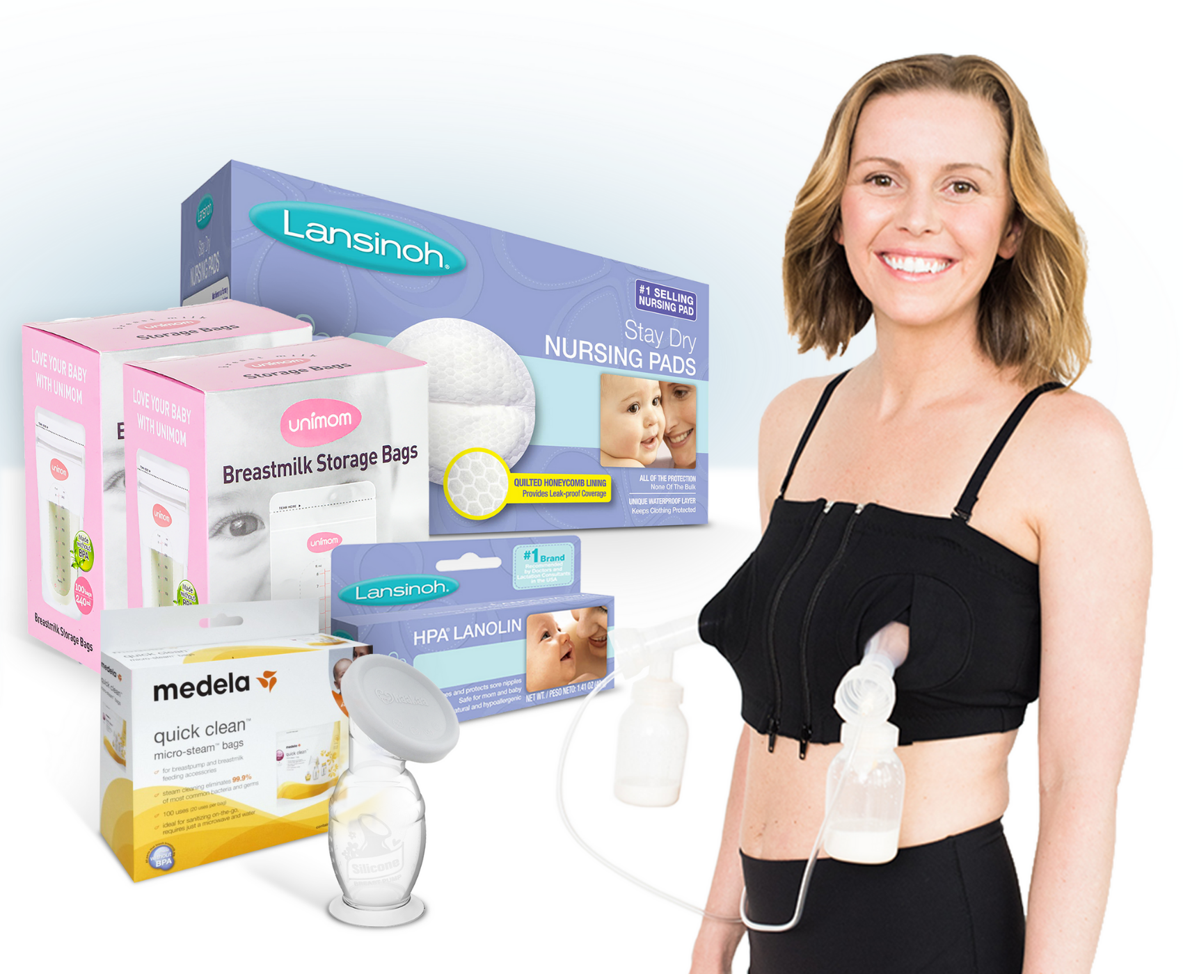 Madela Breastfeeding Breast Milk Storage Bags, Nursing Pads, Wipes