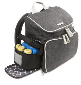 Light Grey Large Backpack Great for Travel With Breast Pump Bananafish Breast Pump Bag Carrying Bag has Accessory and Cooler Pockets Fits Most Major Brands Including Medela and Spectra