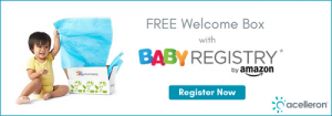Amazon Baby Registry with baby opening welcome box