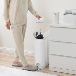 Simplehuman diaper pail with odor-control system in nursery 